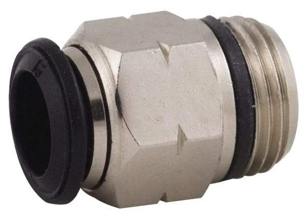 Alpha Technologies - 14mm Outside Diam, 3/8 Universal, Nickel Plated Brass Push-to-Connect Tube Male Connector - 250 Max psi, Tube to Universal Thread Connection, Buna O-Ring - Industrial Tool & Supply