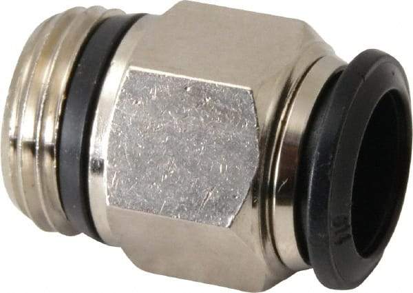 Alpha Technologies - 14mm Outside Diam, 1/2 Universal, Nickel Plated Brass Push-to-Connect Tube Male Connector - 250 Max psi, Tube to Universal Thread Connection, Buna O-Ring - Industrial Tool & Supply
