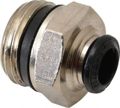 Alpha Technologies - 8mm Outside Diam, 1/2 Universal, Nickel Plated Brass Push-to-Connect Tube Male Connector - 250 Max psi, Tube to Universal Thread Connection, Buna O-Ring - Industrial Tool & Supply