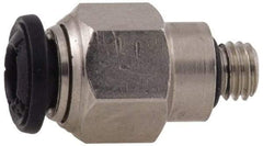 Alpha Technologies - 3mm Outside Diam, M5 Metric, Nickel Plated Brass Push-to-Connect Tube Male Connector - 250 Max psi, Tube to Metric Thread Connection, Buna O-Ring - Industrial Tool & Supply