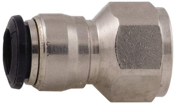Alpha Technologies - 3mm Outside Diam, M5 Metric, Nickel Plated Brass Push-to-Connect Tube Female Connector - 250 Max psi, Tube to Female BSPP Connection, Buna O-Ring - Industrial Tool & Supply