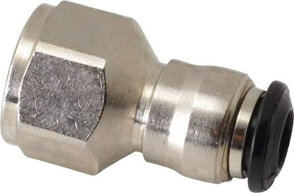 Alpha Technologies - 6mm Outside Diam, 1/4 BSPP, Nickel Plated Brass Push-to-Connect Tube Female Connector - 250 Max psi, Tube to Female BSPP Connection, Buna O-Ring - Industrial Tool & Supply