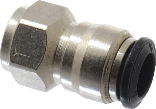 Alpha Technologies - 8mm Outside Diam, 1/8 BSPP, Nickel Plated Brass Push-to-Connect Tube Female Connector - 250 Max psi, Tube to Female BSPP Connection, Buna O-Ring - Industrial Tool & Supply