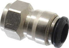 Alpha Technologies - 8mm Outside Diam, 1/8 BSPP, Nickel Plated Brass Push-to-Connect Tube Female Connector - 250 Max psi, Tube to Female BSPP Connection, Buna O-Ring - Industrial Tool & Supply