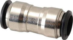 Alpha Technologies - 14mm Outside Diam, Nickel Plated Brass Push-to-Connect Tube Union - 250 Max psi, Tube to Tube Connection, Buna O-Ring - Industrial Tool & Supply