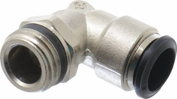 Alpha Technologies - 14mm Outside Diam, 1/2 Universal, Nickel Plated Brass Push-to-Connect Tube Male Swivel Elbow - 250 Max psi, Tube to Universal Thread Connection, Buna O-Ring - Industrial Tool & Supply