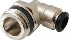 Alpha Technologies - 8mm Outside Diam, 1/2 Universal, Nickel Plated Brass Push-to-Connect Tube Male Swivel Elbow - 250 Max psi, Tube to Universal Thread Connection, Buna O-Ring - Industrial Tool & Supply
