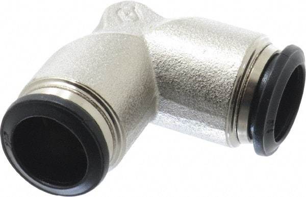 Alpha Technologies - 14mm Outside Diam, Nickel Plated Brass Push-to-Connect Tube Union Elbow - 250 Max psi, Tube to Tube Connection, Buna O-Ring - Industrial Tool & Supply