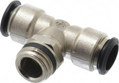 Alpha Technologies - 14mm Outside Diam, 1/2 Universal, Nickel Plated Brass Push-to-Connect Tube Male Swivel Branch Tee - 250 Max psi, Tube to Universal Thread Connection, Buna O-Ring - Industrial Tool & Supply