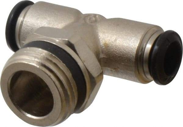 Alpha Technologies - 8mm Outside Diam, 1/2 Universal, Nickel Plated Brass Push-to-Connect Tube Male Swivel Branch Tee - 250 Max psi, Tube to Universal Thread Connection, Buna O-Ring - Industrial Tool & Supply