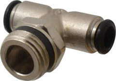 Alpha Technologies - 8mm Outside Diam, 1/2 Universal, Nickel Plated Brass Push-to-Connect Tube Male Swivel Branch Tee - 250 Max psi, Tube to Universal Thread Connection, Buna O-Ring - Industrial Tool & Supply