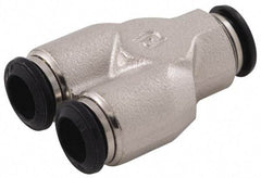 Alpha Technologies - 5mm Outside Diam, Nickel Plated Brass Push-to-Connect Tube Union Y - 250 Max psi, Tube to Tube Connection, Buna O-Ring - Industrial Tool & Supply