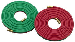 Parker - 3/16" Inside x 7/16" Outside Diam, Grade R Welding Hose - Green & Red, 12-1/2' Long, Twin Style, 200 psi Working Pressure - Industrial Tool & Supply