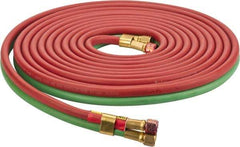 Parker - 1/4" Inside x 17/32" Outside Diam, Grade R Welding Hose - Green & Red, 25' Long, Twin Style, 200 psi Working Pressure - Industrial Tool & Supply