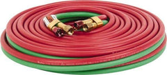 Parker - 1/4" Inside x 17/32" Outside Diam, Grade R Welding Hose - Green & Red, 50' Long, Twin Style, 200 psi Working Pressure - Industrial Tool & Supply