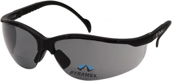 PYRAMEX - +2.5, Gray Lenses, Scratch Resistant, Framed Dual Lens Magnifying Safety Glasses - Industrial Tool & Supply