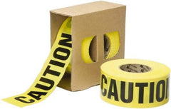 Ability One - 1,000' Long x 3" Wide Roll, Polyethylene, Black & Yellow Barricade Tape - Message: CAUTION - Industrial Tool & Supply