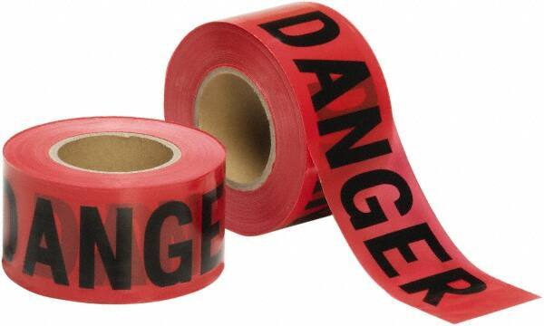Ability One - 1,000' Long x 3" Wide Roll, Polyethylene, Black & Red Barricade Tape - Message: Danger - Industrial Tool & Supply