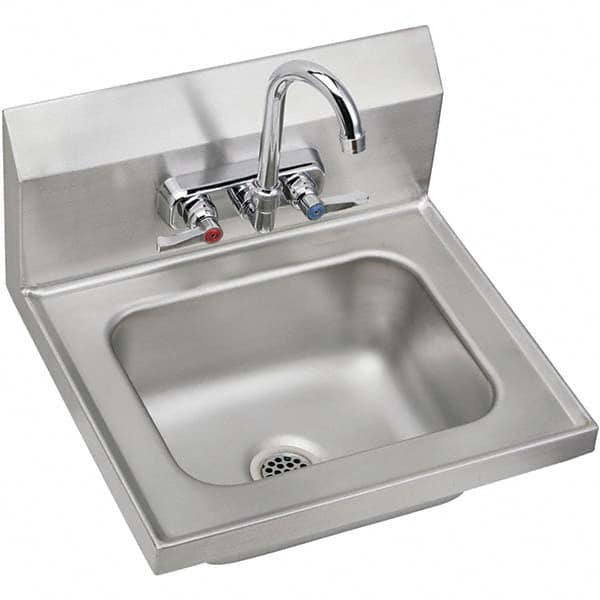 ELKAY - Stainless Steel Sinks Type: Hand Sink Wall Mount w/Manual Faucet Outside Length: 16-3/4 (Inch) - Industrial Tool & Supply