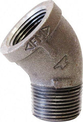 Made in USA - Size 1", Class 150, Malleable Iron Black Pipe 45° Street Elbow - 300 psi, Threaded (NPT) End Connection - Industrial Tool & Supply