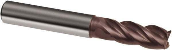 Guhring - 1/4", 1-1/4" LOC, 1/4" Shank Diam, 3-1/4" OAL, 4 Flute, Solid Carbide Square End Mill - Single End, Nano-A Finish, Spiral Flute, 36/38° Helix, Centercutting, Right Hand Cut, Right Hand Flute, Series 4258 - Industrial Tool & Supply