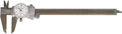Mitutoyo - 0" to 8" Range, 0.001" Graduation, 1" per Revolution, Dial Caliper - White Face, Accurate to 0.1000", 50mm Jaw Length - Industrial Tool & Supply