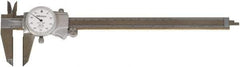 Mitutoyo - 0" to 8" Range, 0.001" Graduation, 1" per Revolution, Dial Caliper - White Face, Accurate to 0.1000", 50mm Jaw Length - Industrial Tool & Supply