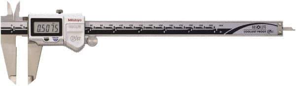 Mitutoyo - 0 to 200mm Range, 0.01mm Resolution, IP67 Electronic Caliper - 0.001" Accuracy, SPC Output - Industrial Tool & Supply