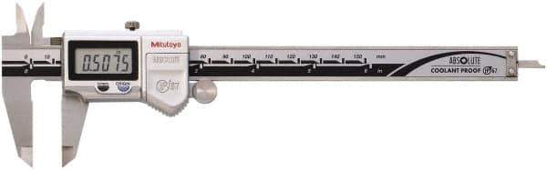 Mitutoyo - 0 to 150mm Range, 0.01mm Resolution, IP67 Electronic Caliper - 0.001" Accuracy, SPC Output - Industrial Tool & Supply