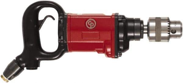 Chicago Pneumatic - 5/8" Keyed Chuck - D-Handle with Side Handle, 800 RPM, 20 LPS, 1 hp - Industrial Tool & Supply