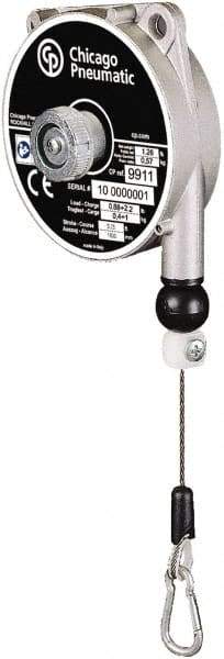 Chicago Pneumatic - 2.2 Lb Load Capacity, 5.2' Travel Distance, Tool Balancer - Stainless Steel Cable, Aluminum Housing, Tension Adjustment, Locking Mechanism - Industrial Tool & Supply
