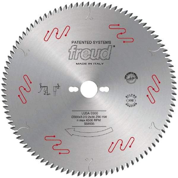 Freud - 300mm Diam, 1" Arbor Hole Diam, 96 Tooth Wet & Dry Cut Saw Blade - Carbide-Tipped, Standard Round Arbor - Industrial Tool & Supply