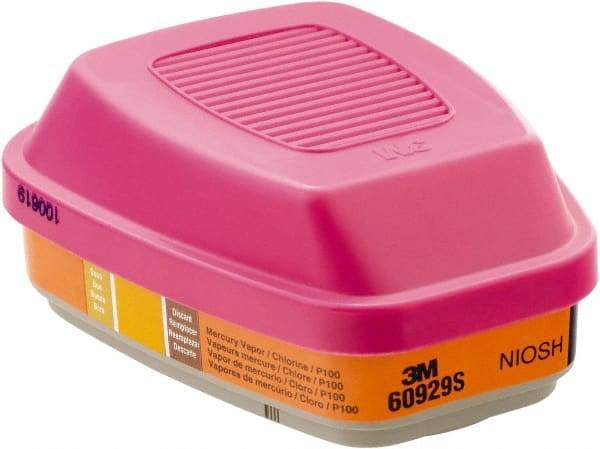 3M - Magenta and Orange P100 Cartridge and Filter Combination - Series 6000, 7000, FF-400, Protects Against Mercury Vapor, Sulfur Dioxide - Industrial Tool & Supply