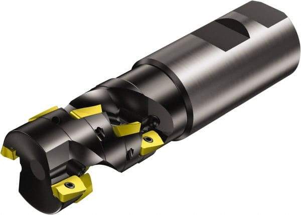 Sandvik Coromant - 1-1/4" Cut Diam, 1.77" Max Depth of Cut, 1-1/4" Shank Diam, 4.663" OAL, Indexable Square Shoulder End Mill - Multiple Insert Styles, Weldon Shank, 90° Lead Angle, Series CoroMill 390 - Industrial Tool & Supply