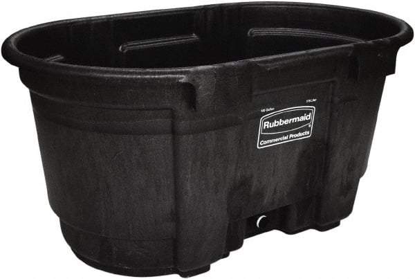 Rubbermaid - 100 Gallon Black Oval Plastic Stock Tank - 25" High x 31" Diam - Industrial Tool & Supply