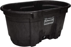 Rubbermaid - 100 Gallon Black Oval Plastic Stock Tank - 25" High x 31" Diam - Industrial Tool & Supply