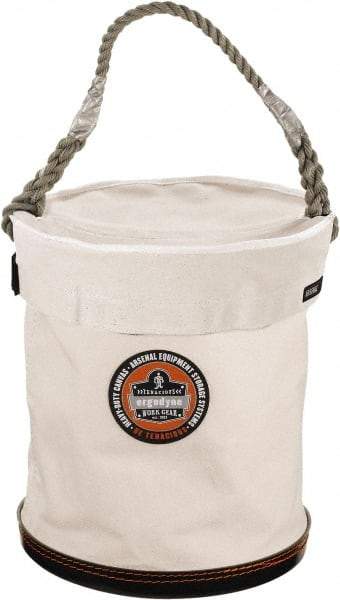 Ergodyne - 1 Pocket White Canvas Bucket Tool Organizer - 12-1/2" Wide x 12-1/2" Deep x 15" High - Industrial Tool & Supply
