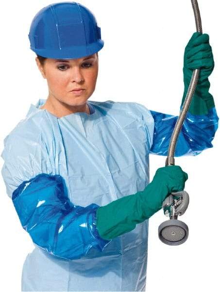 PolyConversions - Size L (9), 28" Long, 11 mil Thick, Nitrile Chemical Resistant Gloves - Textured Finish, Shoulder Length Cuff, Green - Industrial Tool & Supply