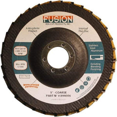 Rex Cut Product - 60 Grit, 5" Disc Diam, 7/8" Center Hole, Type 29 Aluminum Oxide Flap Disc - 12,200 Max RPM, Fiberglass Backing, Arbor Attaching System, Coated & Non-Woven Combo - Industrial Tool & Supply