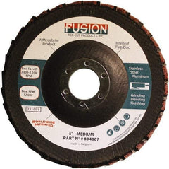Rex Cut Product - 80 Grit, 5" Disc Diam, 7/8" Center Hole, Type 29 Aluminum Oxide Flap Disc - 12,200 Max RPM, Fiberglass Backing, Arbor Attaching System, Coated & Non-Woven Combo - Industrial Tool & Supply