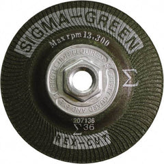 Rex Cut Product - 36 Grit, 4-1/2" Wheel Diam, Type 27 Depressed Center Wheel - Zirconia Alumina/Aluminum Oxide Blend - Industrial Tool & Supply