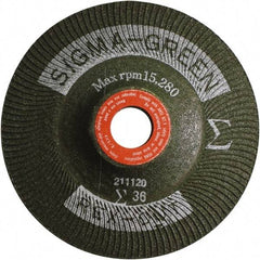 Rex Cut Product - 36 Grit, 4" Wheel Diam, 5/8" Arbor Hole, Type 27 Depressed Center Wheel - Zirconia Alumina/Aluminum Oxide Blend - Industrial Tool & Supply