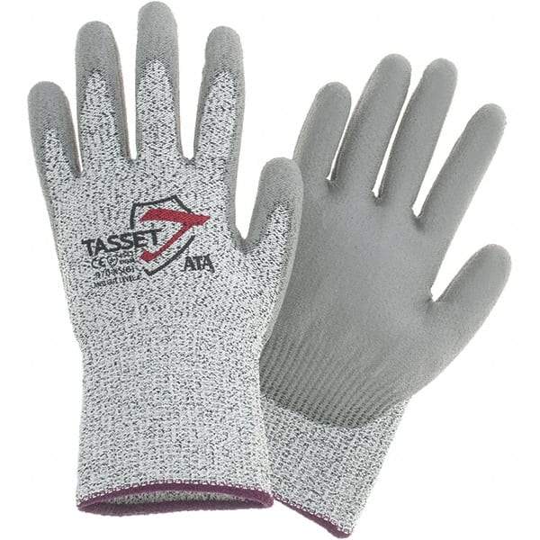 Worldwide Protective Products - Size XS, ANSI Cut Lvl 3, Cut Resistant Gloves - Palm & Fingertips Coated, Gray/White - Industrial Tool & Supply