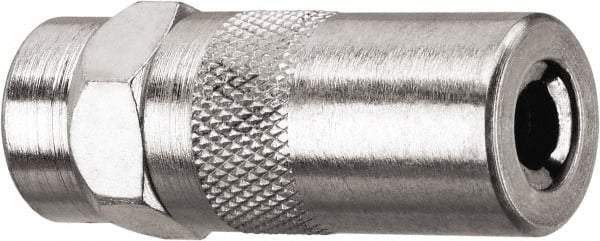 DeWALT - 10,000 Operating psi, 2" Long, 1/8 Thread, Nickel Plated Brass Fixed Grease Gun Coupler - NPT Thread, 10,000 psi Burst Pressure, Silver - Industrial Tool & Supply