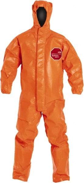 Dupont - Size 5XL Film Laminate Chemical Resistant Flame Resistant/Retardant Coveralls - Orange, Zipper Closure, Elastic Cuffs, Elastic Ankles - Industrial Tool & Supply