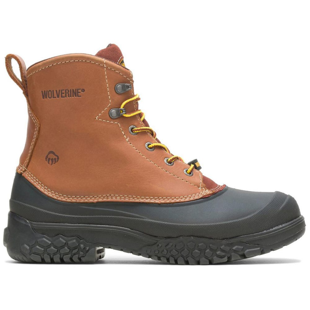 Work Boot: Size 7, 6″ High, Leather, Steel Toe Brown, Medium Width, Non-Slip Sole