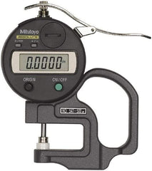 Mitutoyo - 0.47" Measurement, 0.01mm Resolution Electronic Thickness Gage - Accurate up to 0.001" - Industrial Tool & Supply