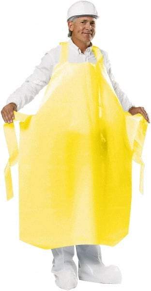 PolyConversions - 35" Wide x 55" Long x 8 mil Thick Chemical Resistant Bib Apron - Polyolefin, Yellow, Waterproof, Resists Chemicals, Fats, Oils, Dry Particles, Liquid Splashes - Industrial Tool & Supply