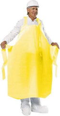 PolyConversions - 35" Wide x 55" Long x 8 mil Thick Chemical Resistant Bib Apron - Polyolefin, Yellow, Waterproof, Resists Chemicals, Fats, Oils, Dry Particles, Liquid Splashes - Industrial Tool & Supply