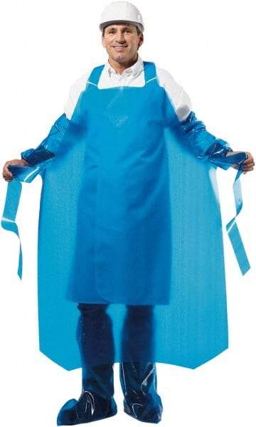 PolyConversions - 35" Wide x 55" Long x 8 mil Thick Chemical Resistant Bib Apron - Polyolefin, Blue, Waterproof, Resists Chemicals, Fats, Oils, Dry Particles, Liquid Splashes - Industrial Tool & Supply